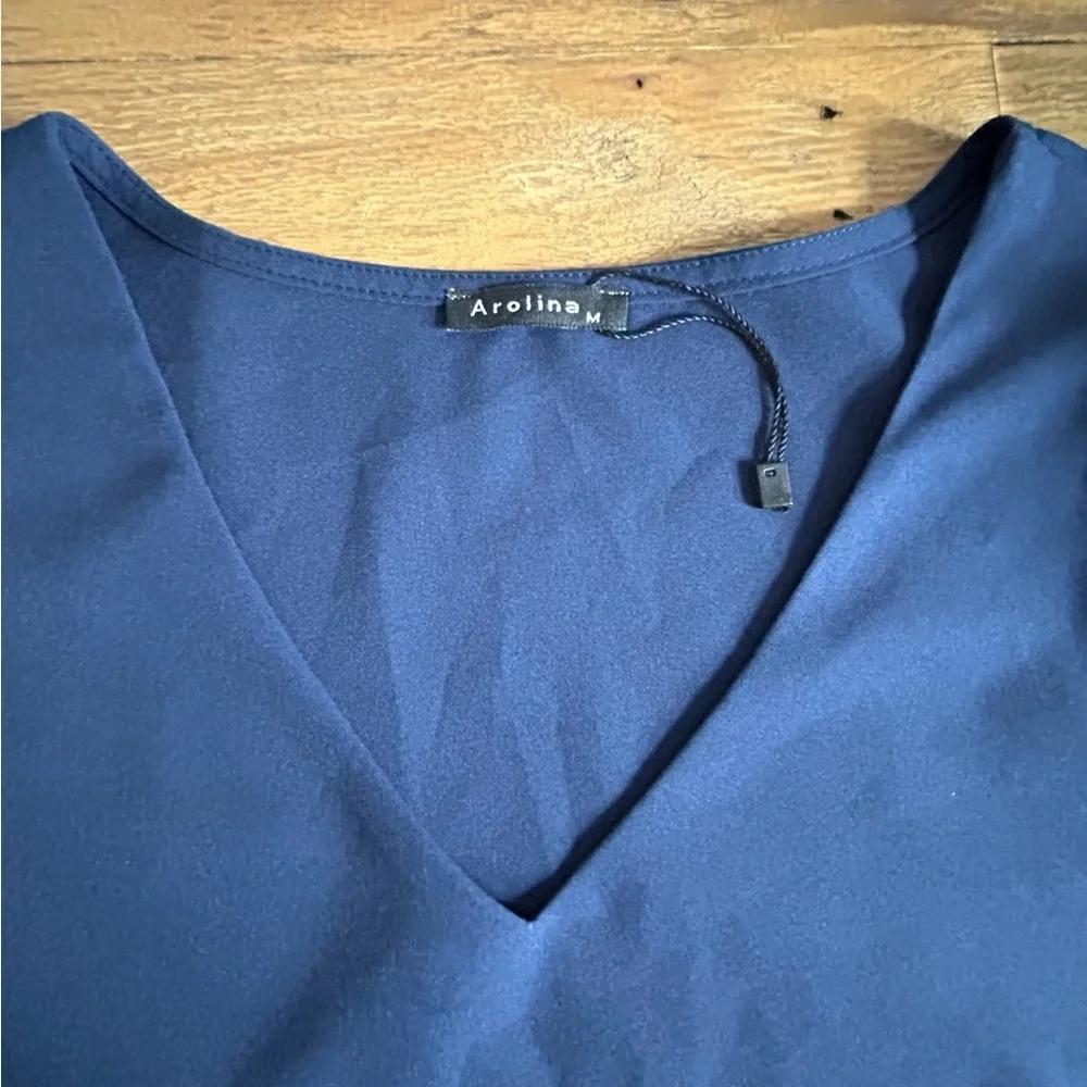 💖5 for $50💖Navy Blue Women’s Tiered Mini Dress Long Ballon Sleeve V-Neck Light